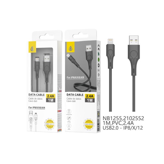 CABLE DE DATOS ABANICO ONEPLUS NB1255 NE PARA IP 5-12 2,4A 1M NEGRO